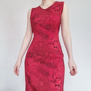 Vintage 90s romantic dainty red floral midi dress from Wardrobe Essentials